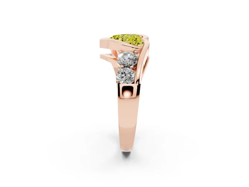Heart-Shaped Bezel Bypass Engagement Ring Setting for a Fancy Yellow Lab-Grown Diamond | Rose Gold
