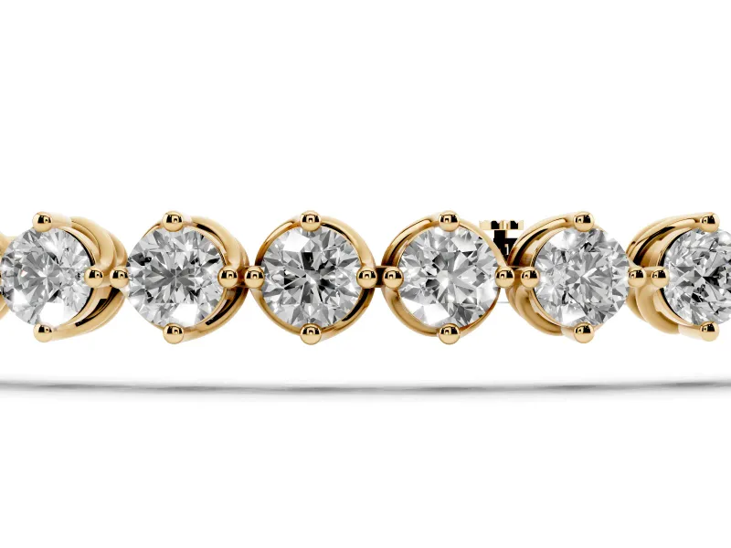 Round Lab-Grown Diamond Prong Set Tennis Bracelet | Single Row | Yellow Gold