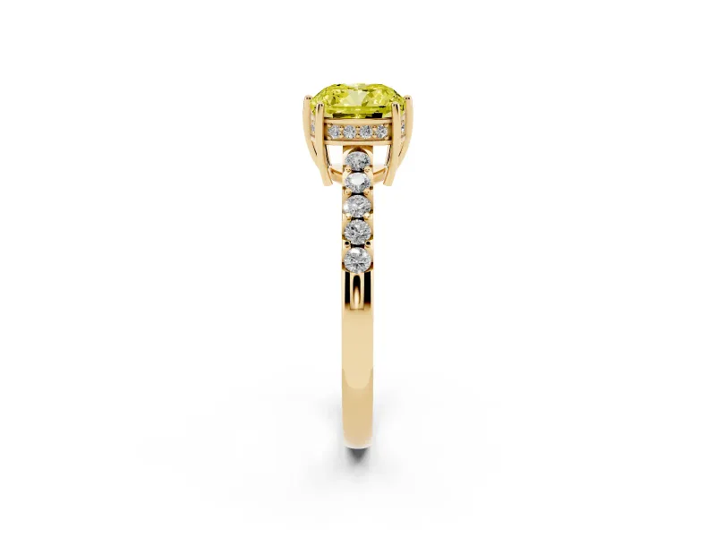 Cushion Cut Engagement Ring Setting for a Fancy Yellow Lab-Grown Diamond | Yellow Gold - Design NV-24649