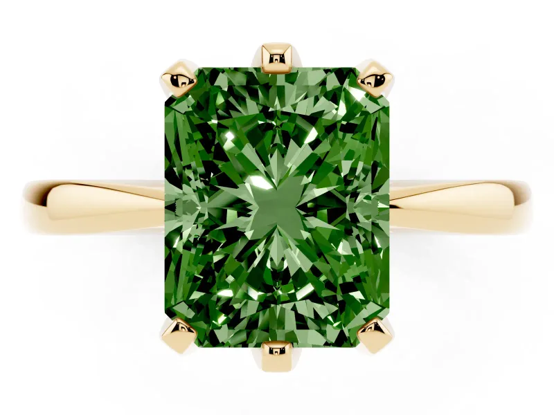 Radiant Cut Engagement Ring Setting for a Fancy Green Lab-Grown Diamond | Yellow Gold - Design NV-24888
