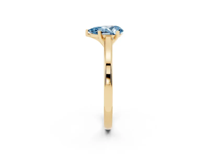 Pear-Shaped Solitaire Engagement Ring Setting for a Fancy Blue Lab-Grown Diamond | Stepped Flat Band | Yellow Gold