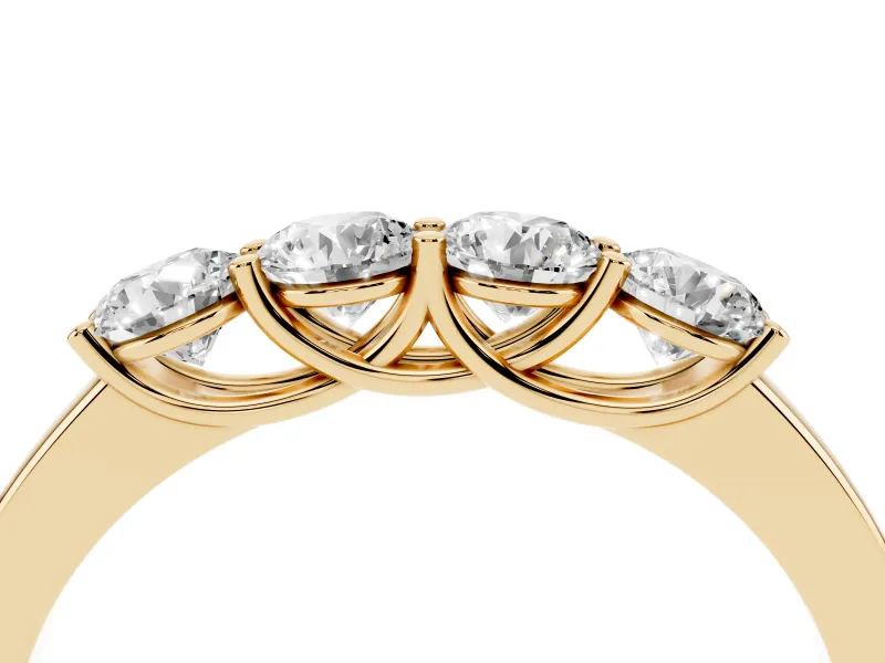 Round Diamond Four-Stone Band Set in Yellow gold with Prong Setting