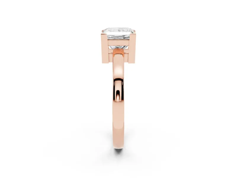 Princess Cut Solitaire Engagement Ring Setting | Flat Tab Prongs | Rose Gold