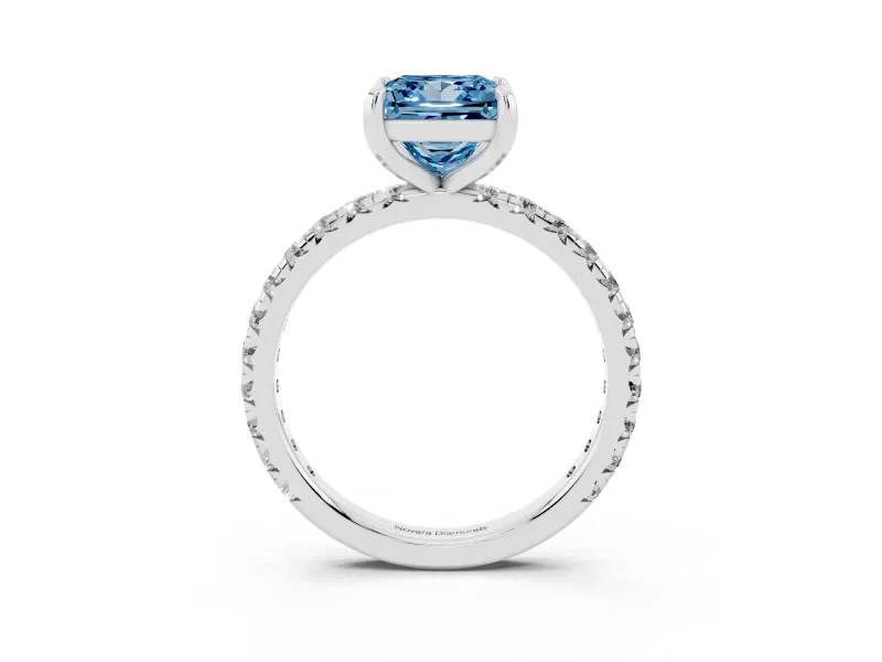 Princess Cut Engagement Ring Setting for a Fancy Blue Lab-Grown Diamond | Sterling Silver - Design NV-24510
