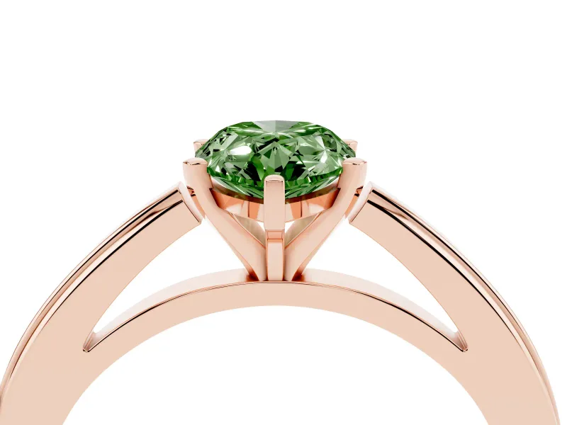 Pear-Shaped Solitaire Engagement Ring Setting for a Fancy Green Lab-Grown Diamond | Stepped Flat Band | Rose Gold