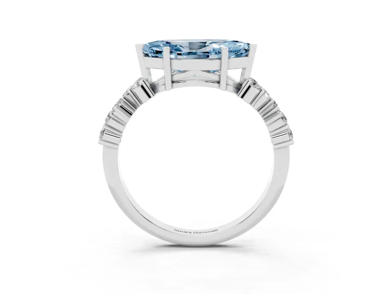 Marquise Accented Engagement Ring Setting for a Fancy Blue Lab-Grown Diamond | Sterling Silver