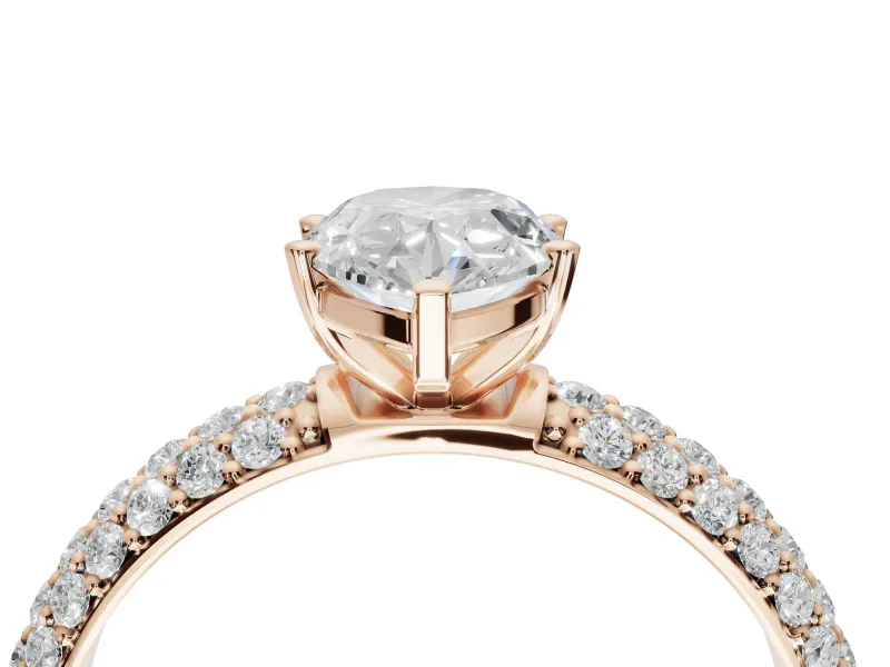 Pear-Shaped Pavé Solitaire Engagement Ring Setting | Domed Pavé Band | Rose Gold