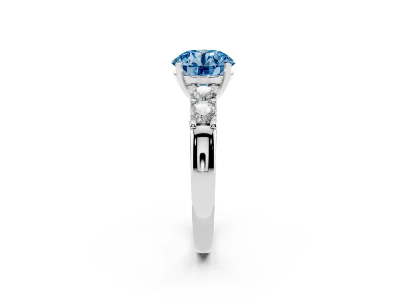 Round Five Stone Engagement Ring Setting for a Fancy Blue Lab-Grown Diamond | White Gold