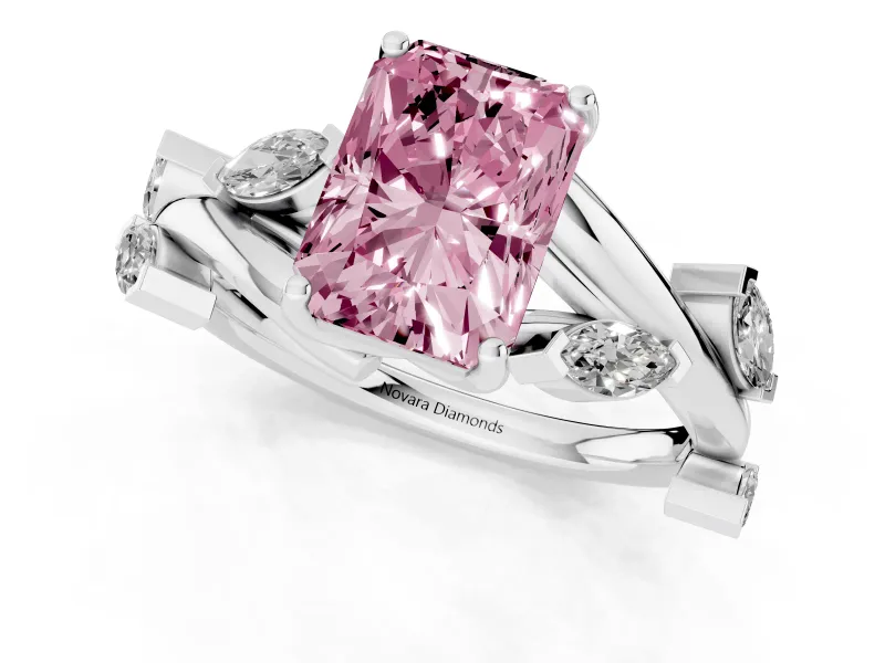 Radiant Cut Twisted Vine Engagement Ring Setting for a Fancy Pink Lab-Grown Diamond | Platinum