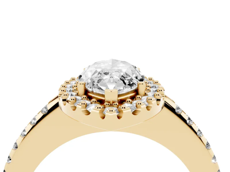 Marquise Pave Halo Engagement Ring Setting | Pave Band | Yellow Gold