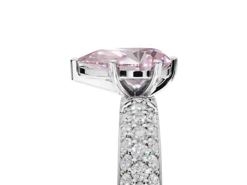 Pear-Shaped Domed Pavé Engagement Ring Setting for a Fancy Pink Lab-Grown Diamond | Platinum