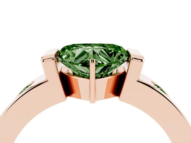 Heart-Shaped Tension Style Engagement Ring Setting for a Fancy Green Lab-Grown Diamond | Rose Gold