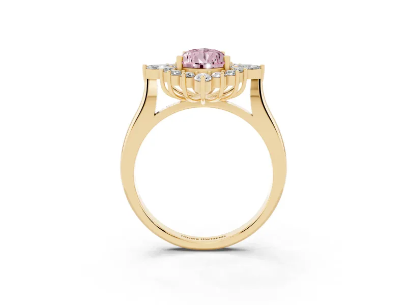 Pear-Shaped Engagement Ring Setting for a Fancy Pink Lab-Grown Diamond | Yellow Gold - Design NV-24790