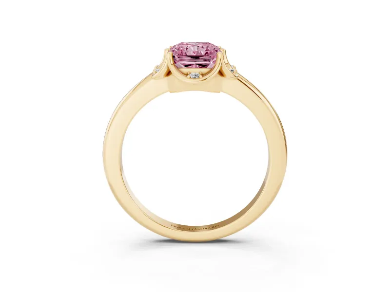 Radiant Cut Petal Halo Engagement Ring Setting for a Fancy Pink Lab-Grown Diamond | Yellow Gold