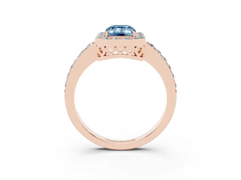 Emerald Cut Halo Engagement Ring Setting for a Fancy Blue Lab-Grown Diamond | Rose Gold - Design NV-24751