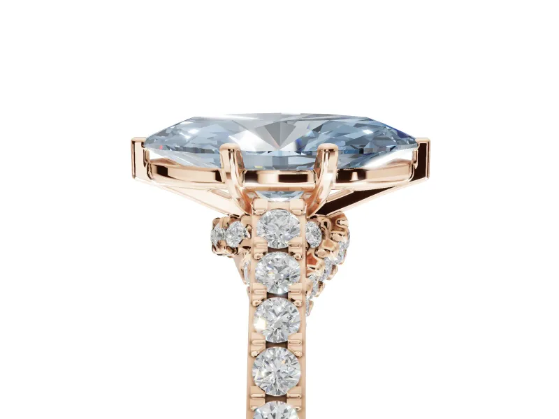 Marquise Pavé Solitaire Engagement Ring Setting for a Fancy Blue Lab-Grown Diamond | Crossover Gallery | Rose Gold