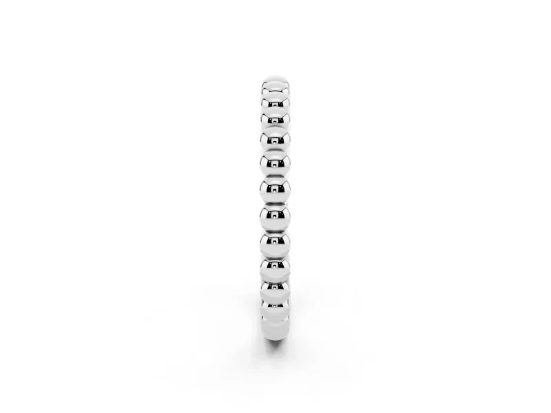 Round Diamond Beaded Eternity Band Set in Silver with Bezel Setting