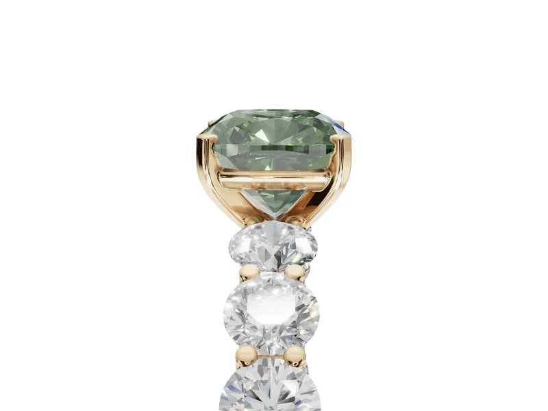Cushion Cut Engagement Ring Setting for a Fancy Green Lab-Grown Diamond | Yellow Gold - Design NV-24455