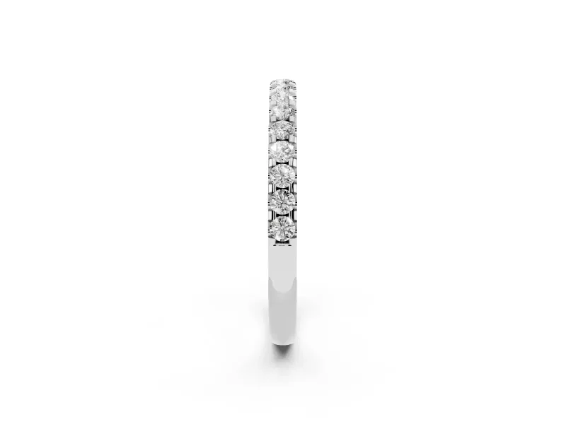Round Lab-Grown Diamond Scalloped Pavé Half Eternity Band | U-Cut Sides | Sterling Silver