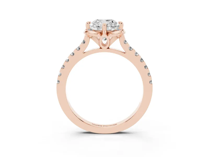 Cushion Cut Floral Petal Engagement Ring Setting | Petal Accents | Rose Gold