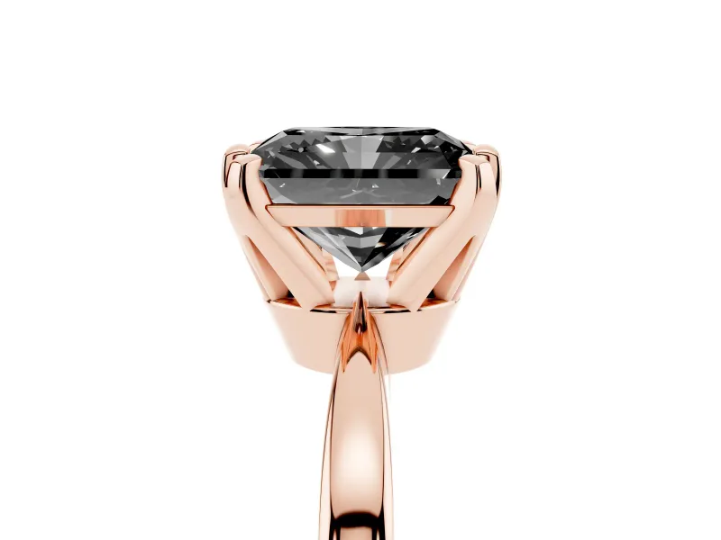 Radiant Cut Tapered Solitaire Engagement Ring Setting for a Black Center | Rose Gold