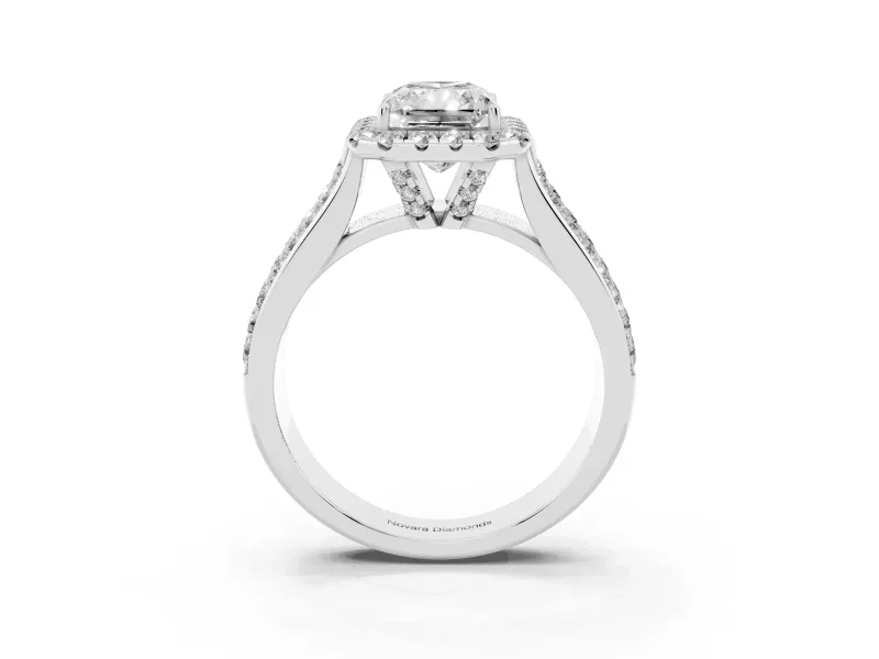 Radiant Cut Pavé Engagement Ring Setting | Wide Three-Row Band | Platinum