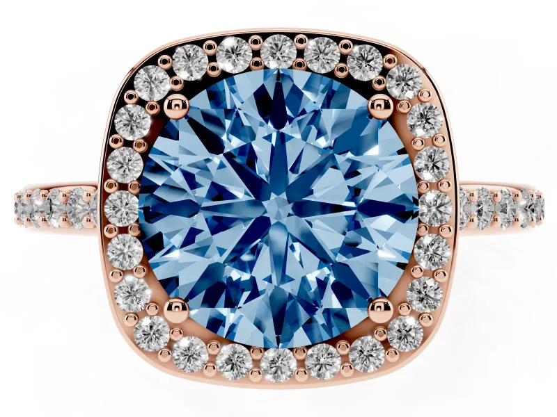 Round Halo Engagement Ring Setting for a Fancy Blue Lab-Grown Diamond | Rose Gold - Design NV-24729