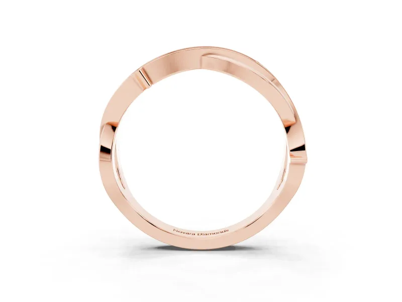 Round Diamond Pavé Twist Band Set in Rose gold with Bezel Setting