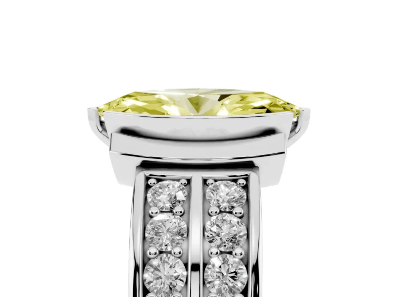Marquise Half Bezel Engagement Ring Setting for a Fancy Yellow Lab-Grown Diamond | Sterling Silver