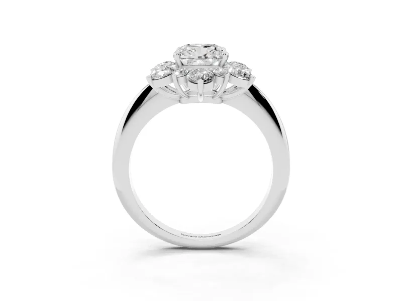 Cushion Cut Cluster Halo Engagement Ring Setting | Two-Size Accents | White Gold
