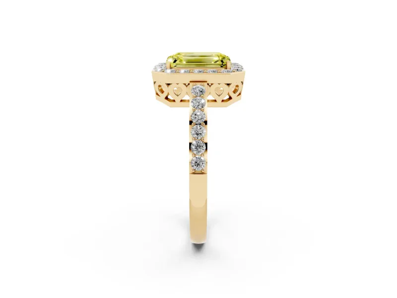 Emerald Cut Halo Engagement Ring Setting for a Fancy Yellow Lab-Grown Diamond | Yellow Gold - Design NV-24751