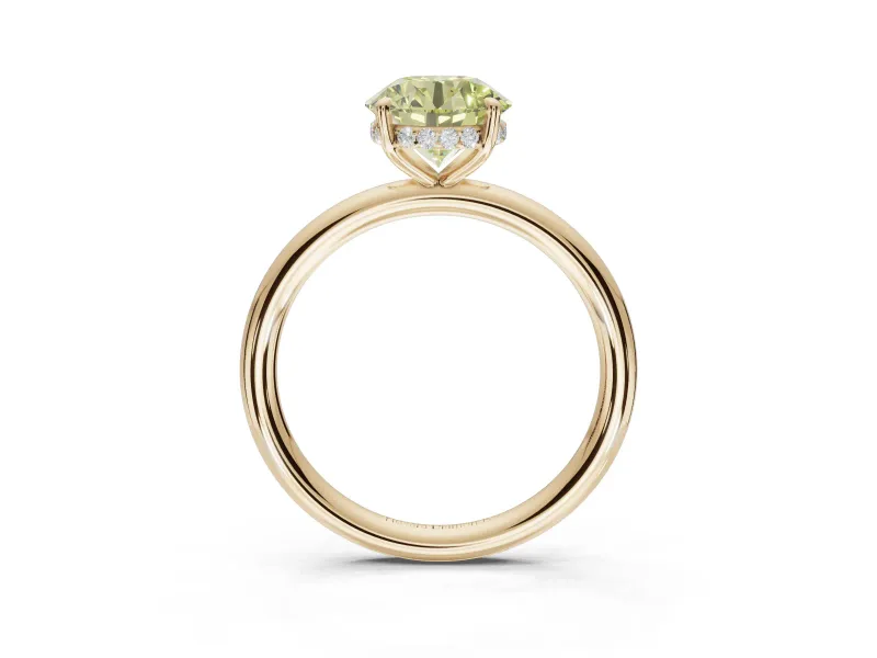 Round Hidden Halo Ring Setting for a Fancy Yellow Lab-Grown Diamond | Yellow Gold