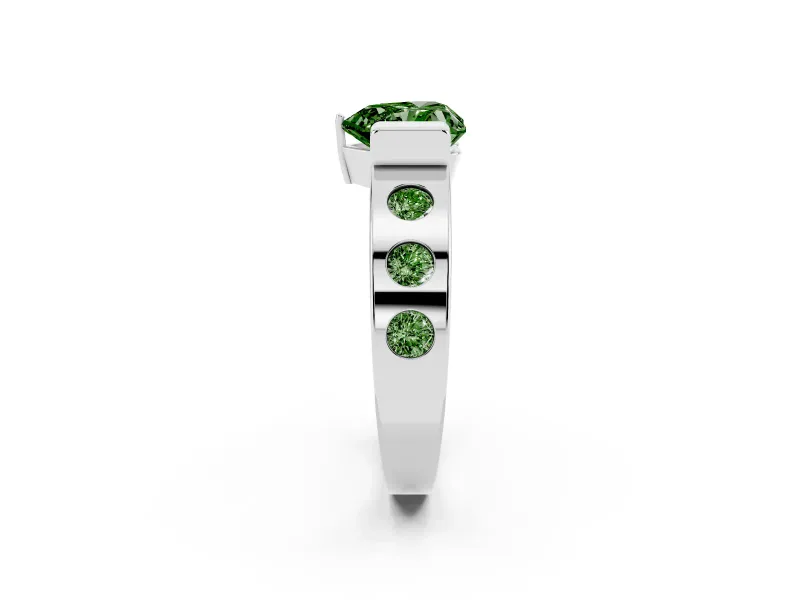 Heart-Shaped Tension Style Engagement Ring Setting for a Fancy Green Lab-Grown Diamond | Sterling Silver