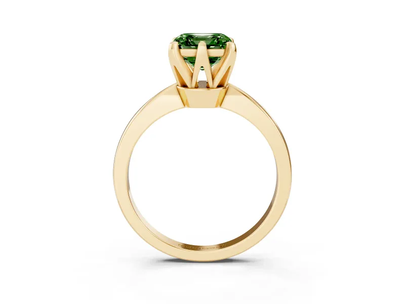 Asscher Cut Engagement Ring Setting for a Fancy Green Lab-Grown Diamond | Yellow Gold - Design NV-24888