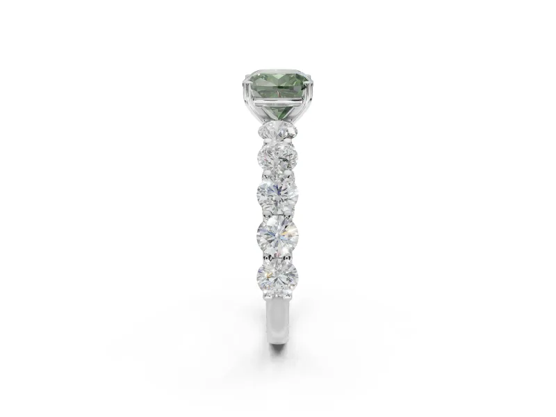 Cushion Cut Engagement Ring Setting for a Fancy Green Lab-Grown Diamond | White Gold - Design NV-24455