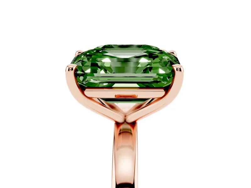 Fancy Green Asscher Cut and Emerald Cut Toi Moi Ring Set in Rose gold with Prong Setting