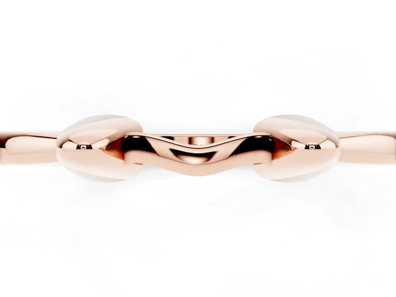 Plain Notched Contour Wedding Band | Twin Raised Tabs | Rose Gold