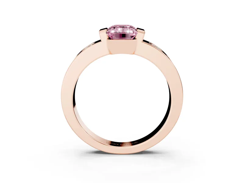 Emerald Cut Tension Style Engagement Ring Setting for a Fancy Pink Lab-Grown Diamond | Rose Gold