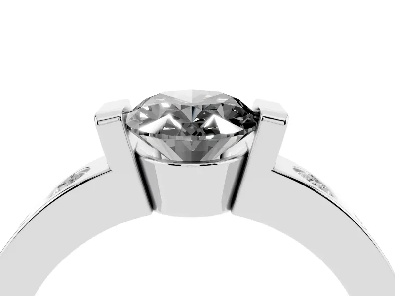 Oval Tension Style Engagement Ring Setting for a Black Center | Flush Set Accents | Sterling Silver