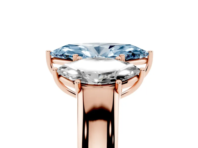Marquise 3 Stone Engagement Ring Setting for a Fancy Blue Lab-Grown Diamond | Rose Gold
