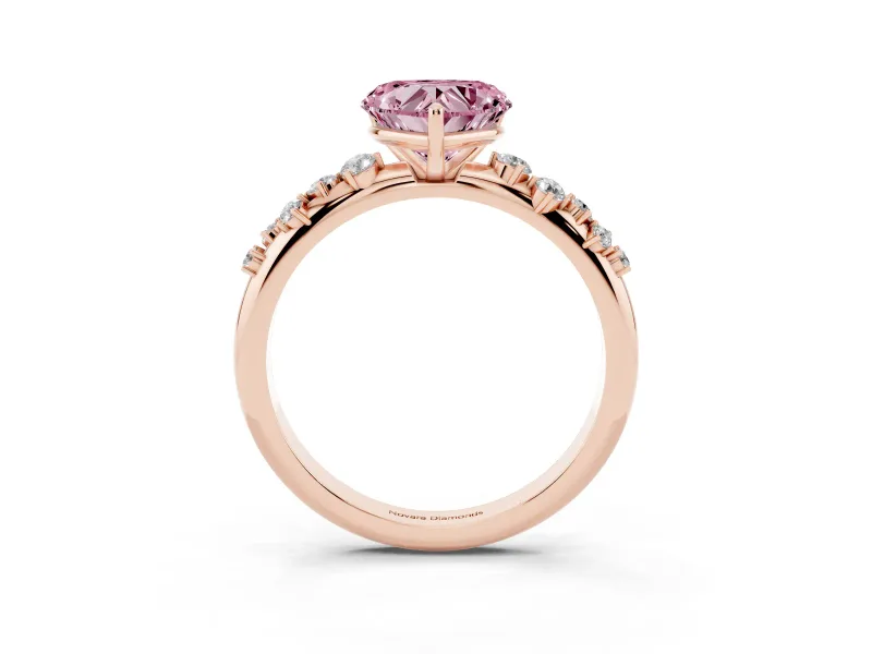 Heart-Shaped Graduated Solitaire Engagement Ring Setting for a Fancy Pink Lab-Grown Diamond | Rose Gold