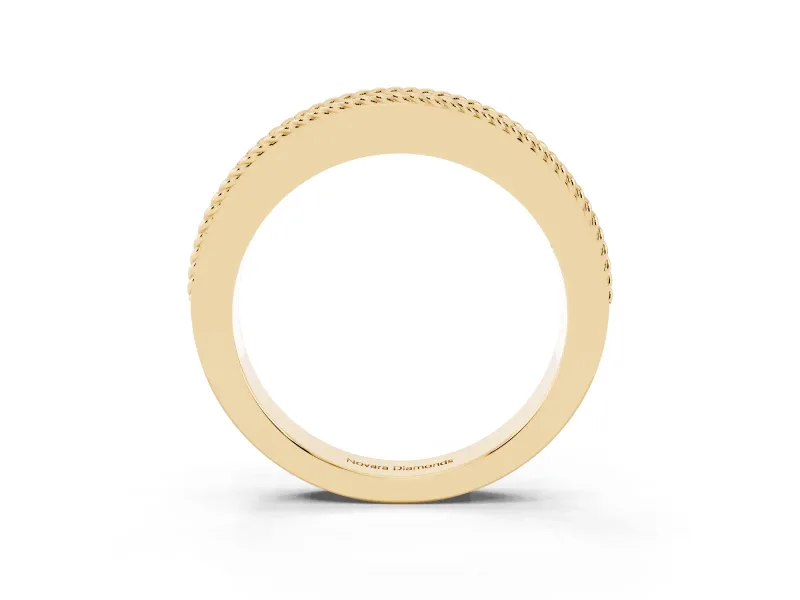 Round Diamond Channel Band Set in Yellow gold with Milgrain Edges