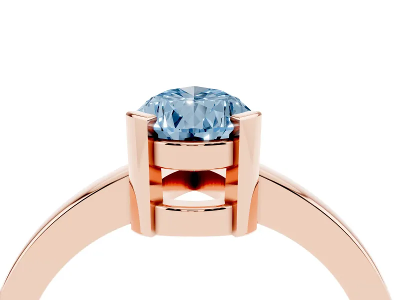 Pear-Shaped Solitaire Engagement Ring Setting for a Fancy Blue Lab-Grown Diamond | Flat Tab Prongs | Rose Gold