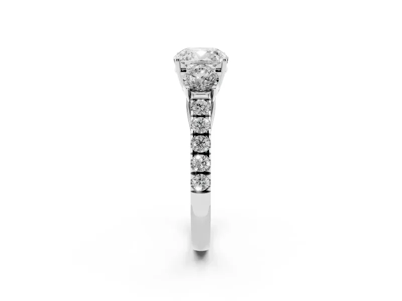 Cushion Cut Three Stone Engagement Ring Setting | White Gold