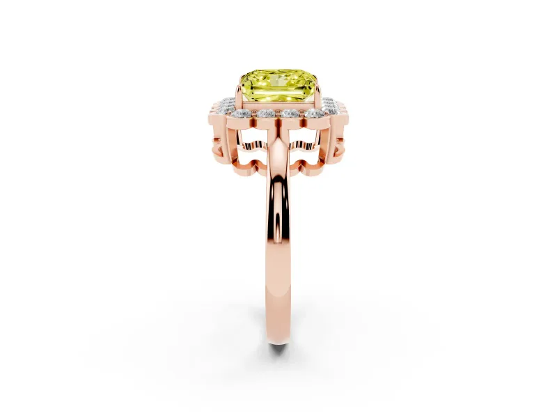 Princess Cut Halo Engagement Ring Setting for a Fancy Yellow Lab-Grown Diamond | Rose Gold - Design NV-24719