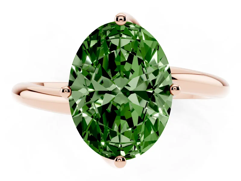 Oval Bypass Solitaire Engagement Ring Setting for a Fancy Green Lab-Grown Diamond | Rose Gold