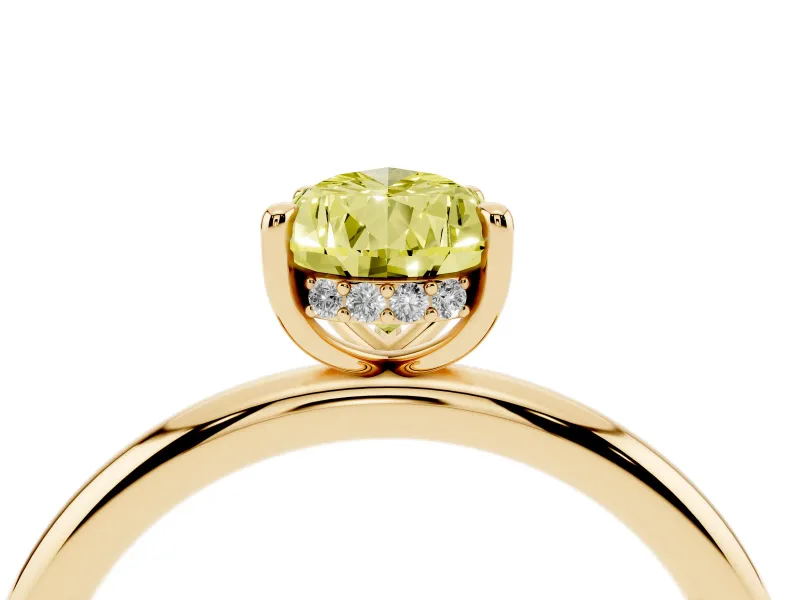 Pear-Shaped Hidden Halo Ring Setting for a Fancy Yellow Lab-Grown Diamond | Yellow Gold