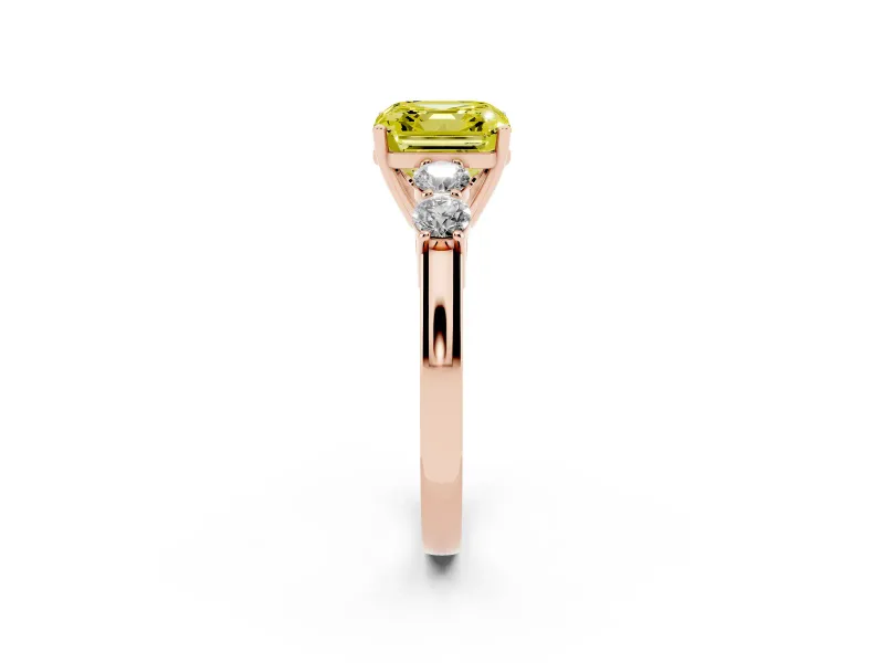 Asscher Cut 5 Stone Engagement Ring Setting for a Fancy Yellow Lab-Grown Diamond | Rose Gold