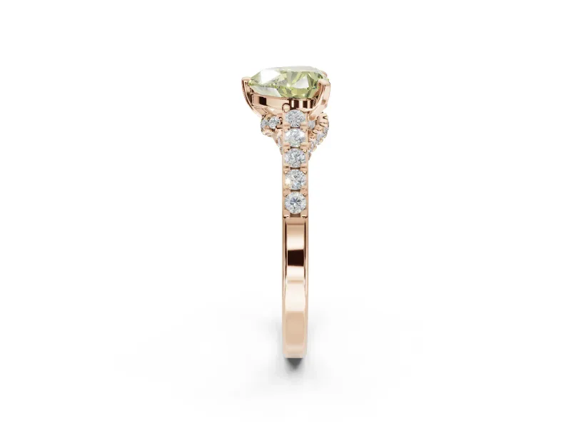 Heart-Shaped Pavé Solitaire Engagement Ring Setting for a Fancy Yellow Lab-Grown Diamond | Crossover Gallery | Rose Gold