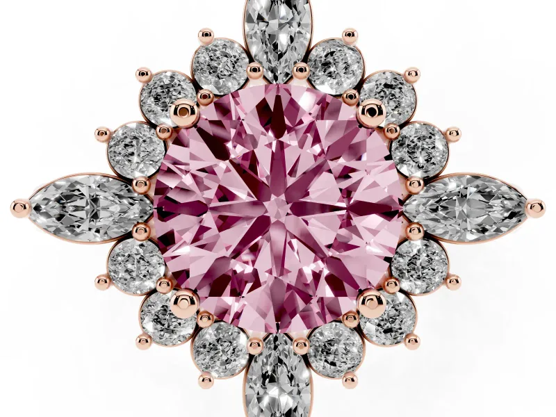 Round Engagement Ring Setting for a Fancy Pink Lab-Grown Diamond | Rose Gold - Design NV-24790